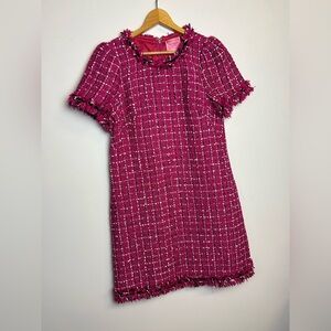 Kate spade New York Tweed Midi Dress Pink Barbiecore Old Money Clean Girl Size 8
